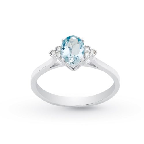 18 kt white gold ring, with aquamarine and diamonds - AD552/AC-LB