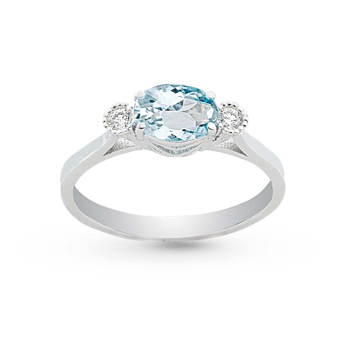 18 kt white gold ring, with aquamarine and diamonds - AD555/AC-LB
