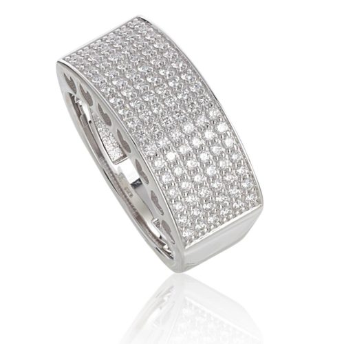18kt white gold ring with pavé diamonds - AD820/DB-LB