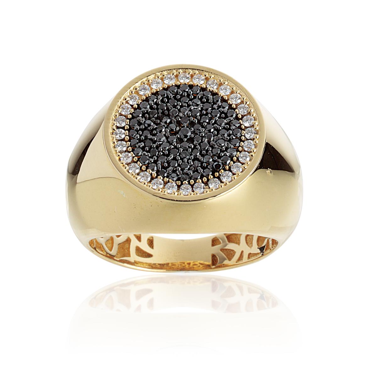 18kt ring with white and black diamonds pave - AD824/DN
