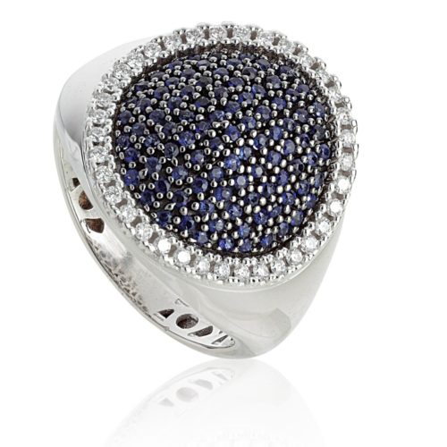 18kt ring with diamonds and precious stones pave - AD827