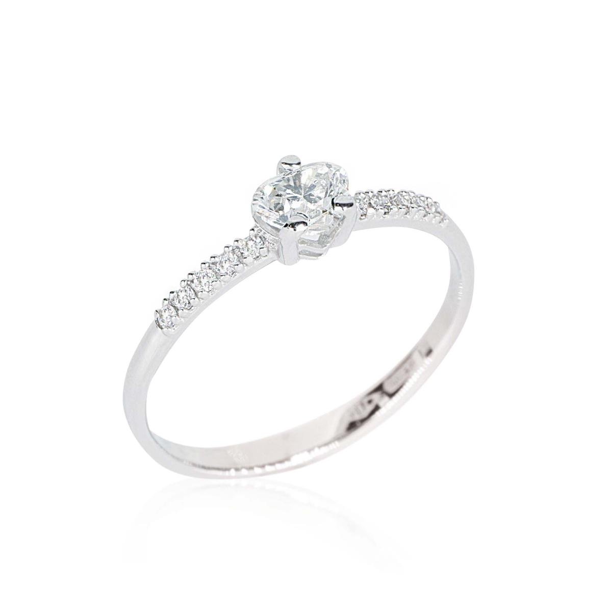 18 kt white gold ring, with heart cut diamond - AD901/DB-LB