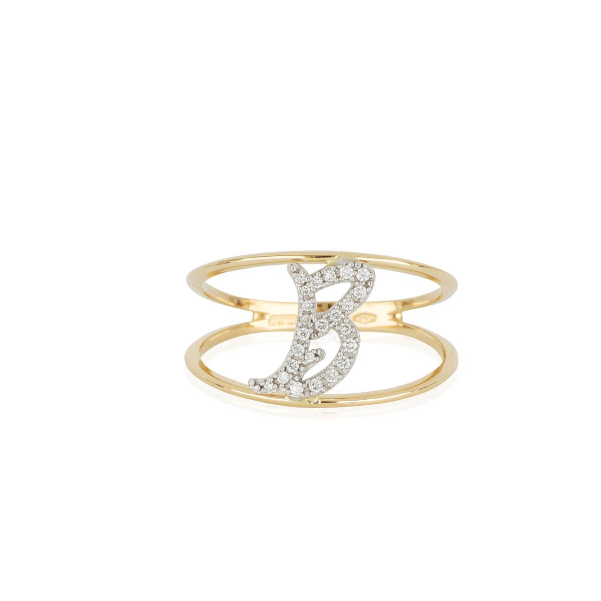 18kt gold ring, with customizable initial in diamonds - - AD902