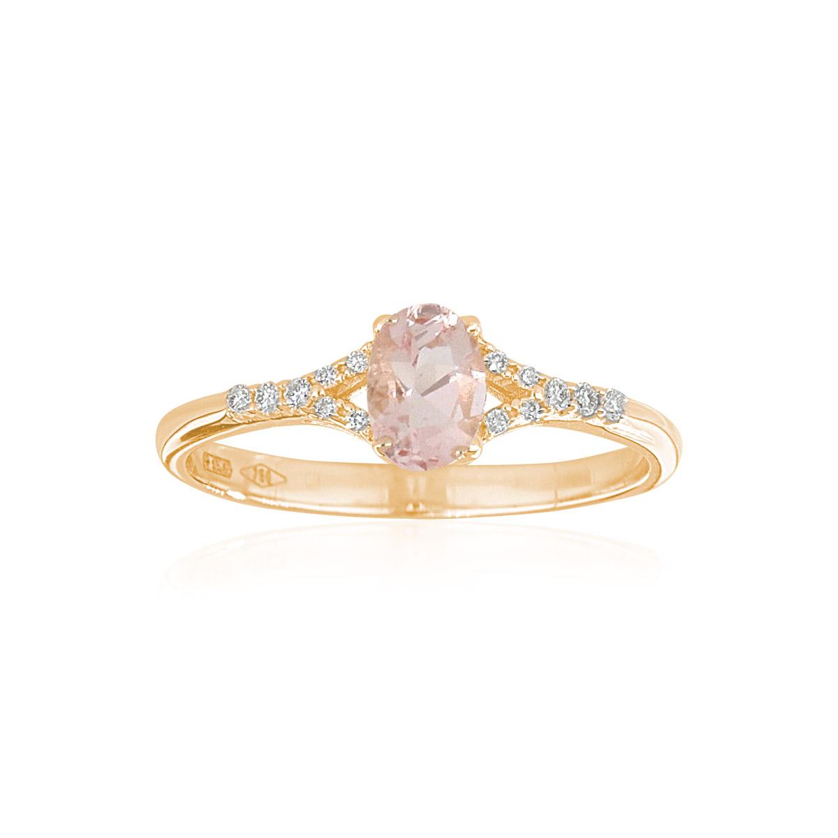 18 kt rose gold ring with Morganite and Diamonds - AD927/MO-LR