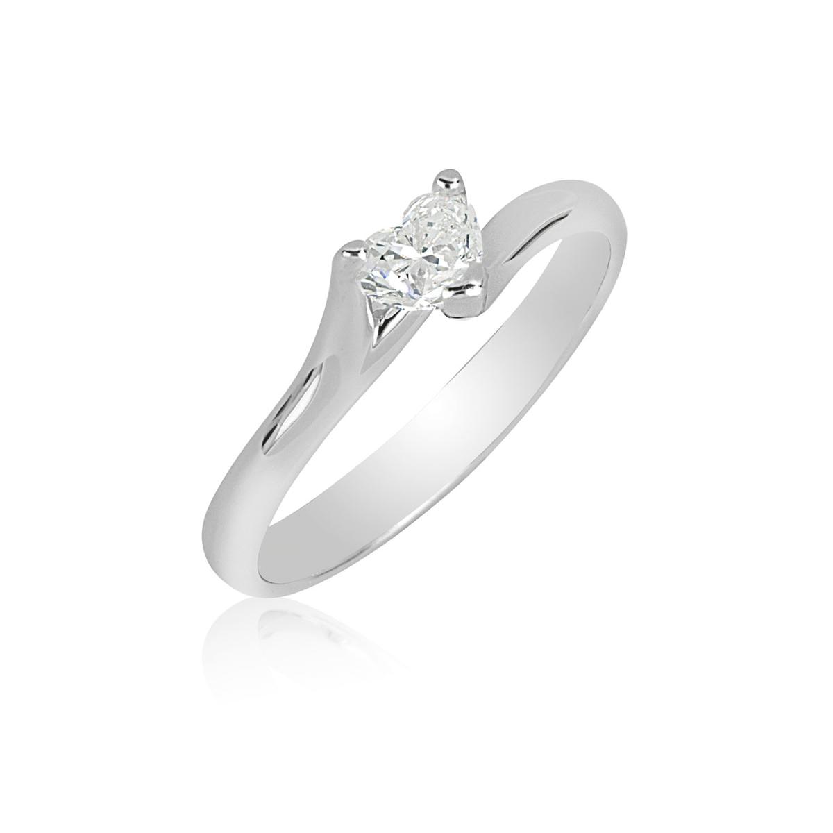 18 kt white gold ring, with heart cut diamond - AD955/DB-LB