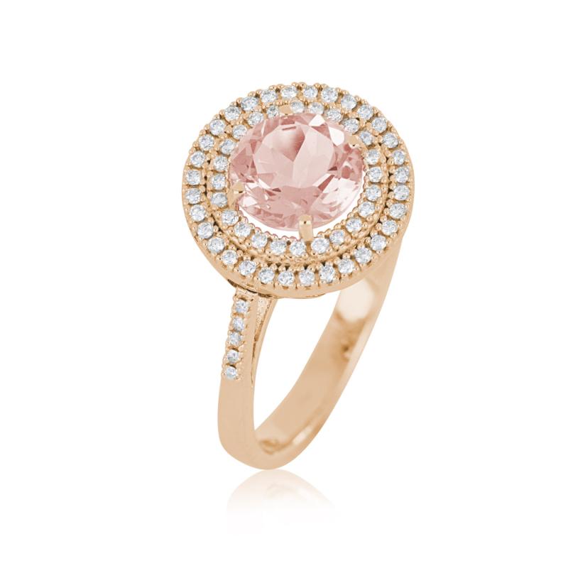 18kt gold ring with Morganite and diamonds - AD986/MO-LR