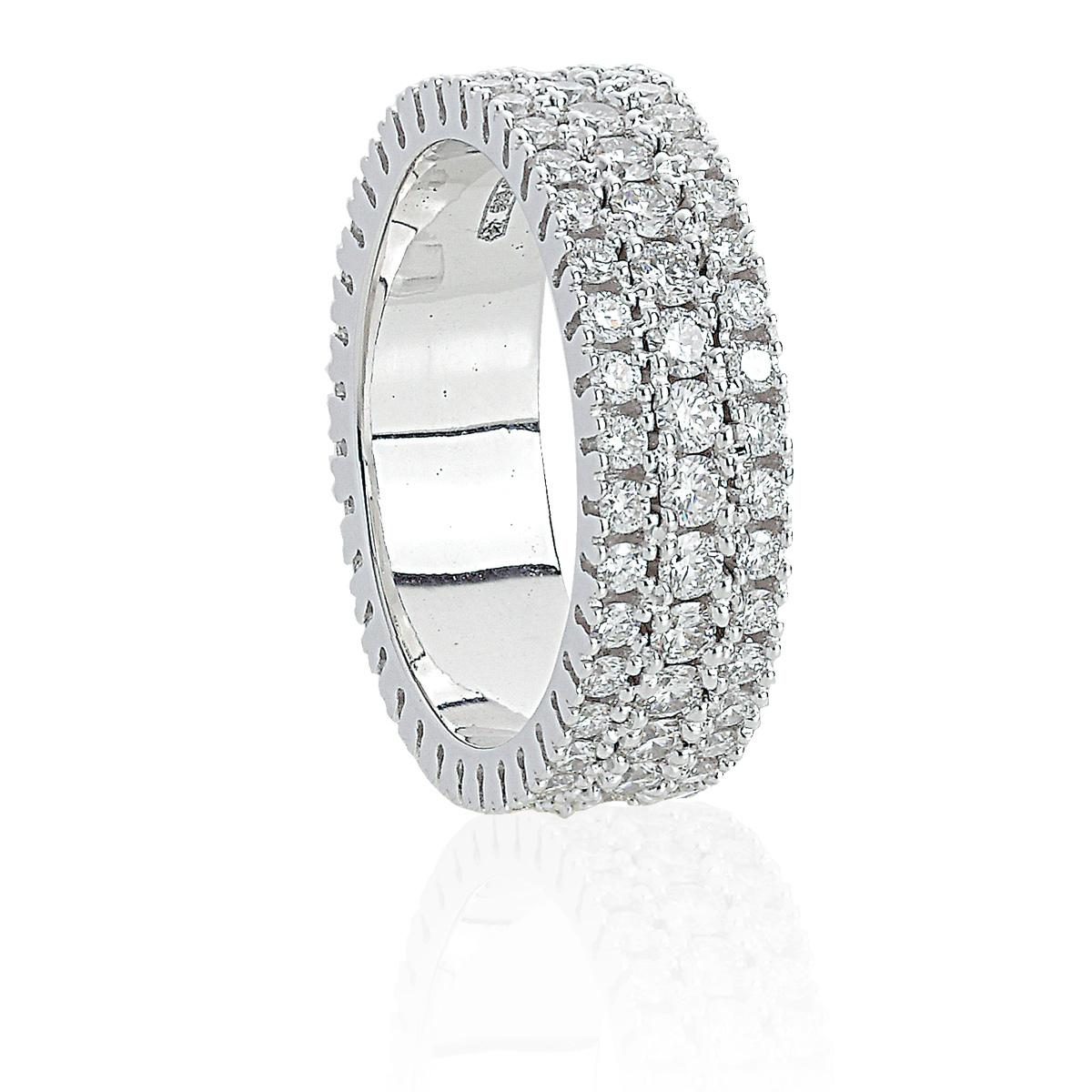 Eternity ring with three rows in 18kt gold, with diamonds measuring 1.50 and 2.00mm - ADF225DB