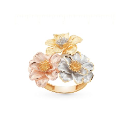 Camelia three-color satin ring in 18kt gold - AE3911-L2