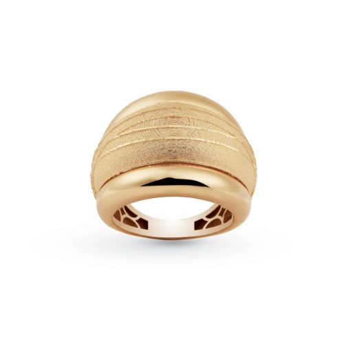 18kt polished and satin yellow gold convex band ring - AP023