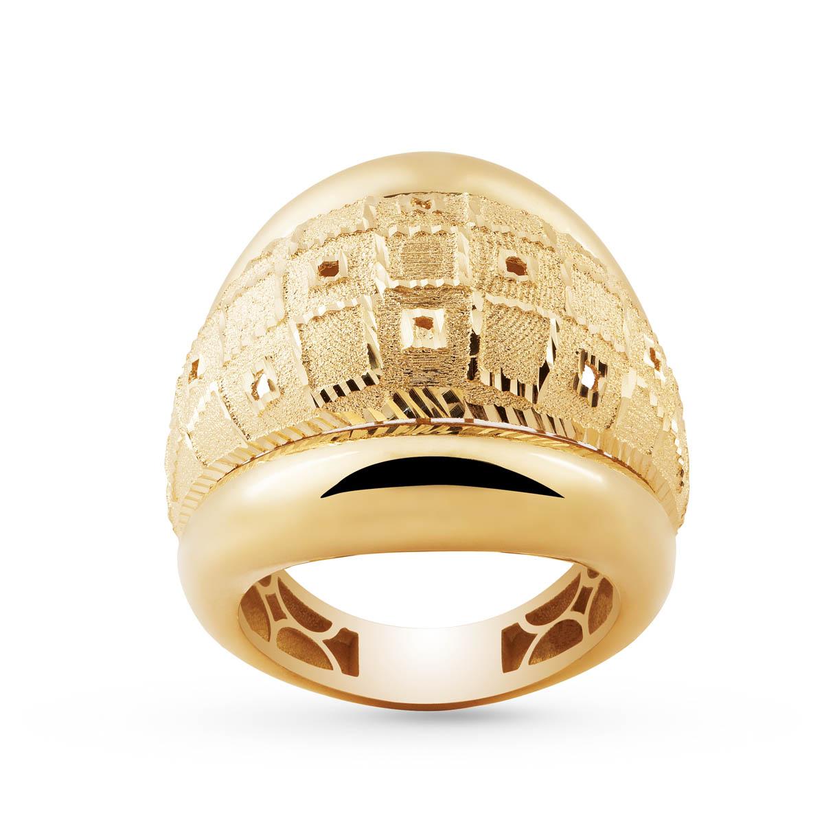 18kt polished and satin gold convex band ring - AP036