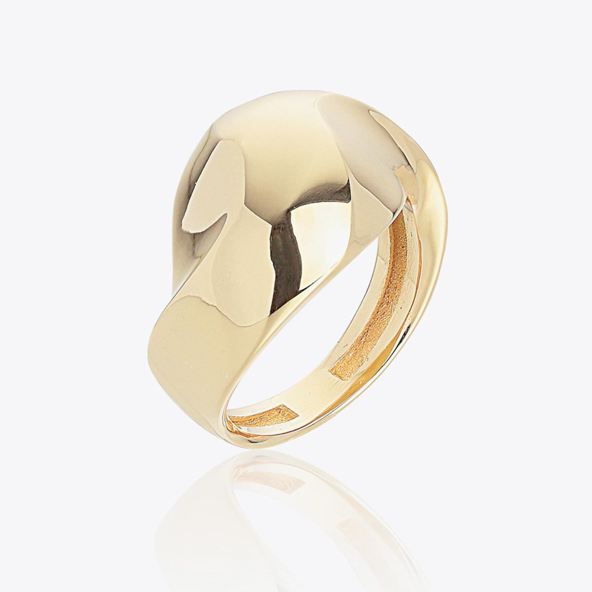 18kt polished yellow gold faceted convex band ring - AP137