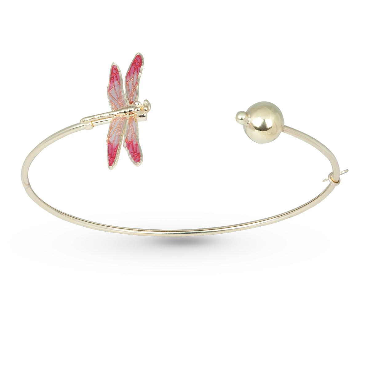 Flexible Dragonfly bracelet in 18kt yellow gold, cathedral enamel - BCA568-MG