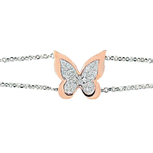 18kt gold butterfly bracelet with pavé diamonds - BD072