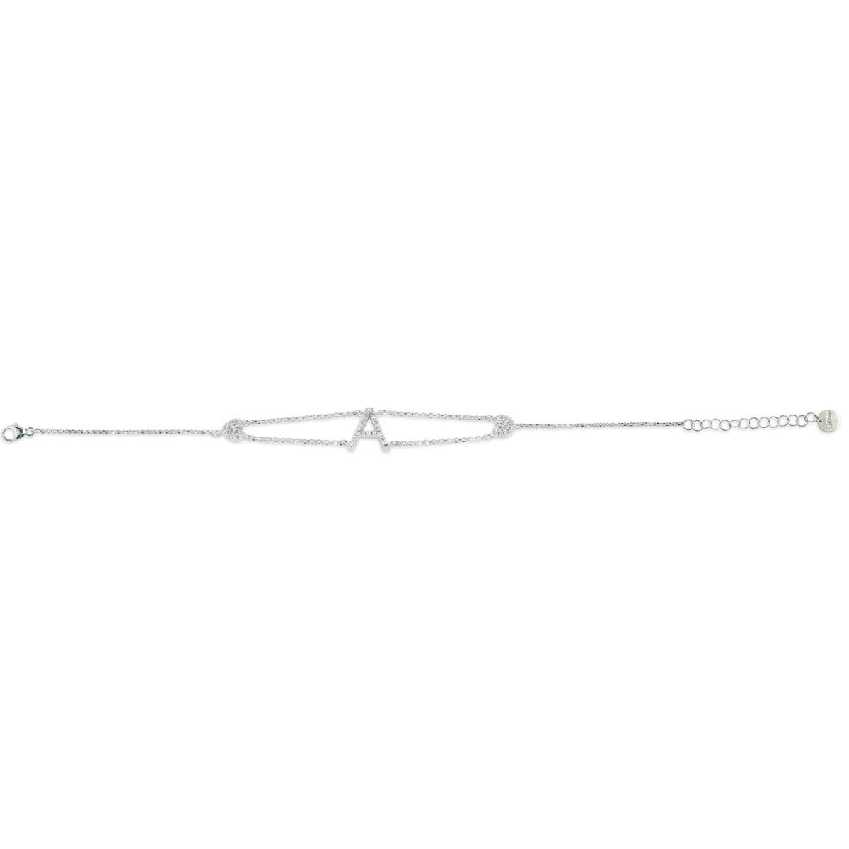 18kt white gold bracelet, with customizable initial / number in diamonds - BD118