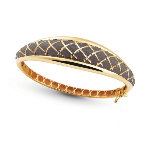 Rounded bangle bangle in 18kt polished and satin gold - BP008