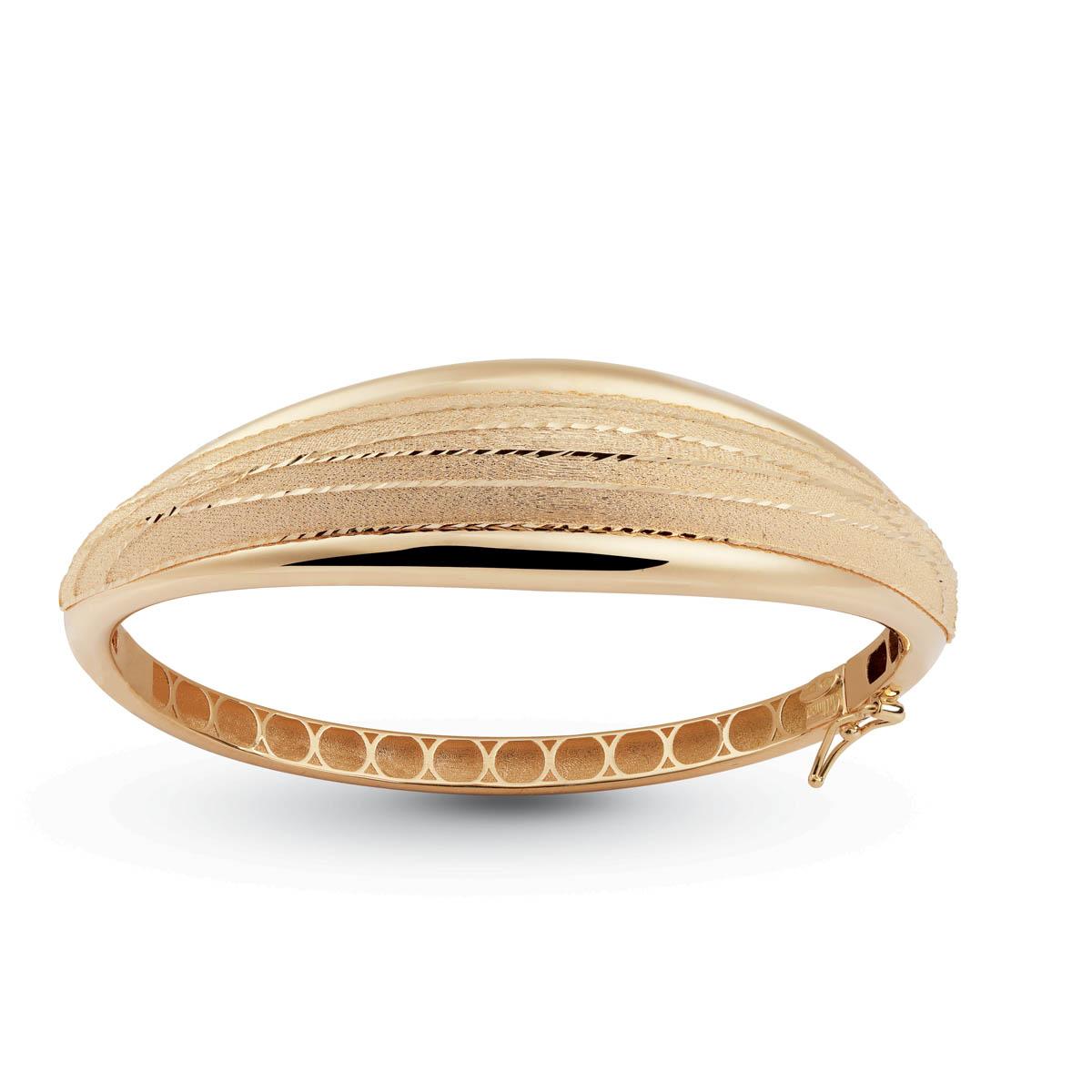 Rounded bangle bangle in 18kt polished and satin gold - BP011