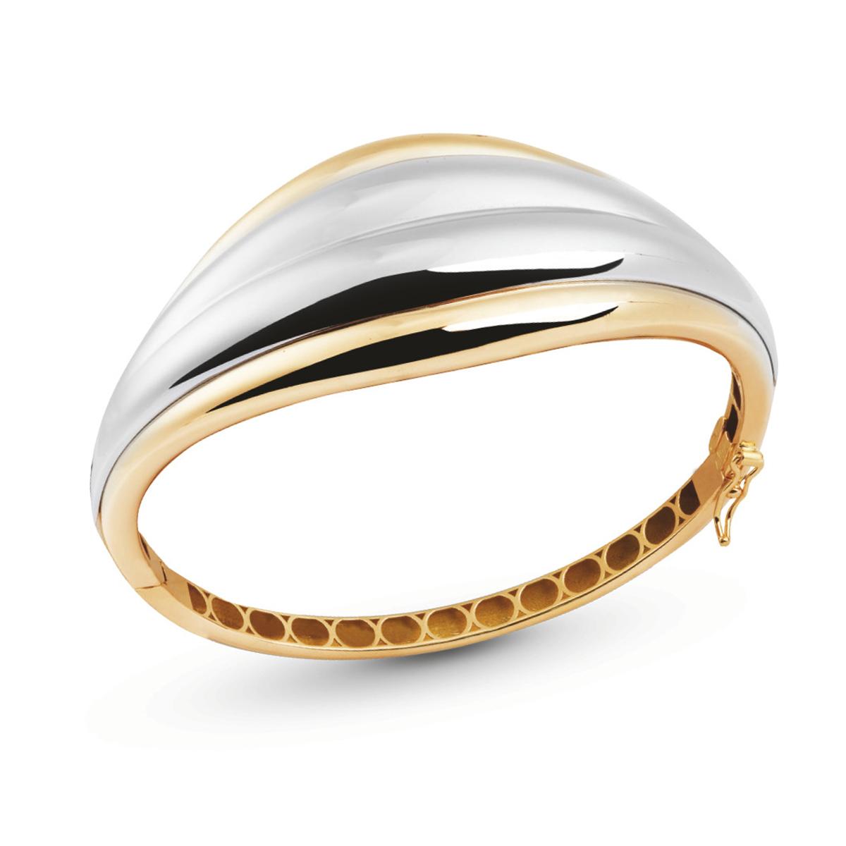 Rigid wavy slave bracelet in 18kt two-tone shiny gold - BP026-LN