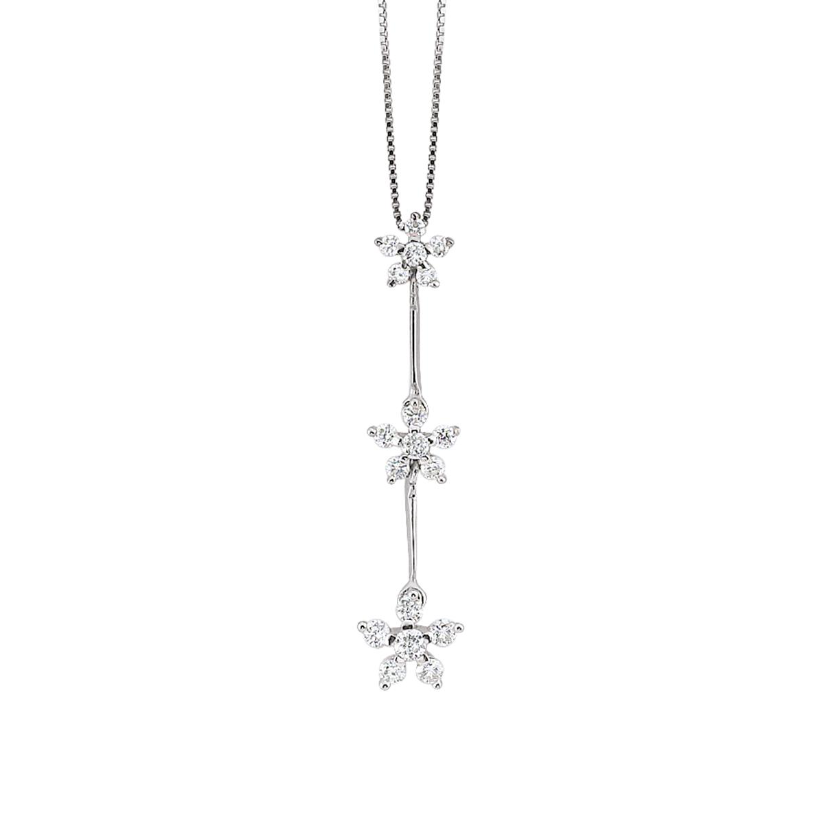 18 kt white gold necklace, star with diamonds - CD108-LB