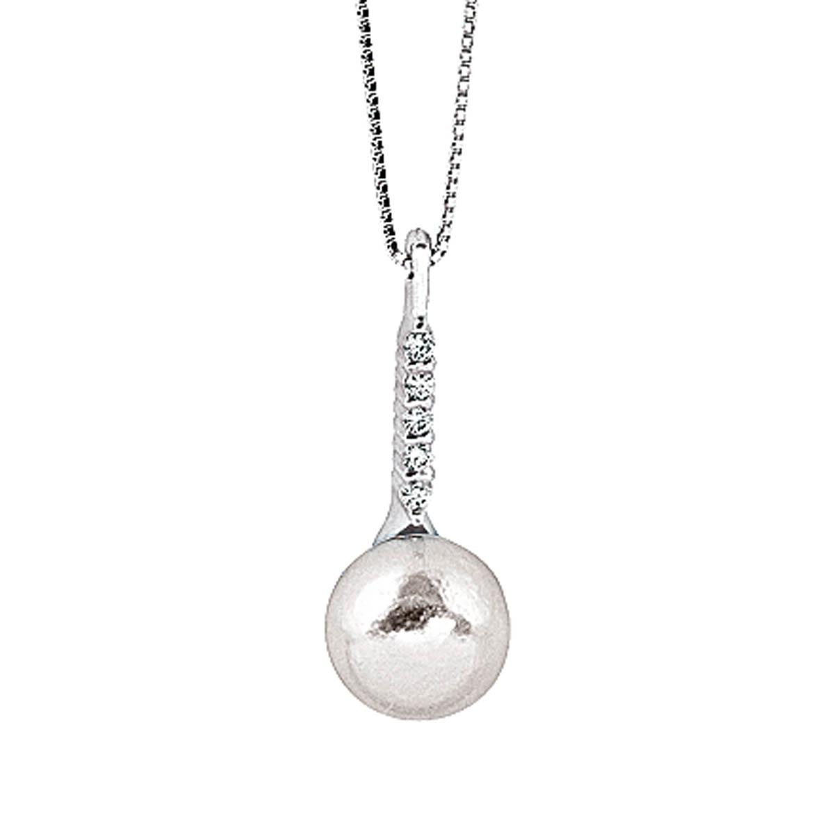 18 kt white gold necklace with diamonds and 7-7.5 mm sea pearl - CD144-LB
