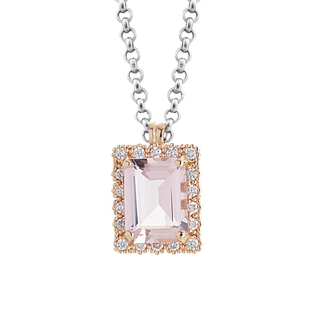 Gold necklace with Morganite and Diamonds - CD287/MO-LH