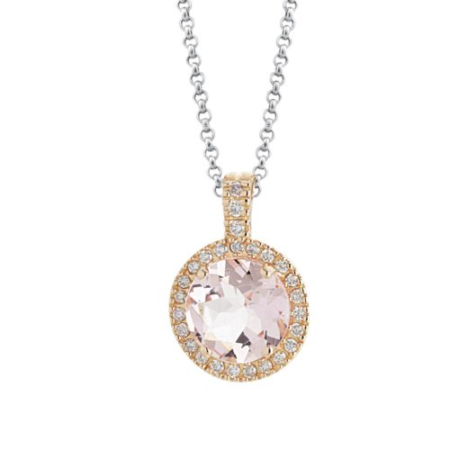 18kt gold necklace with Morganite and Diamonds - CD306/MO-LH