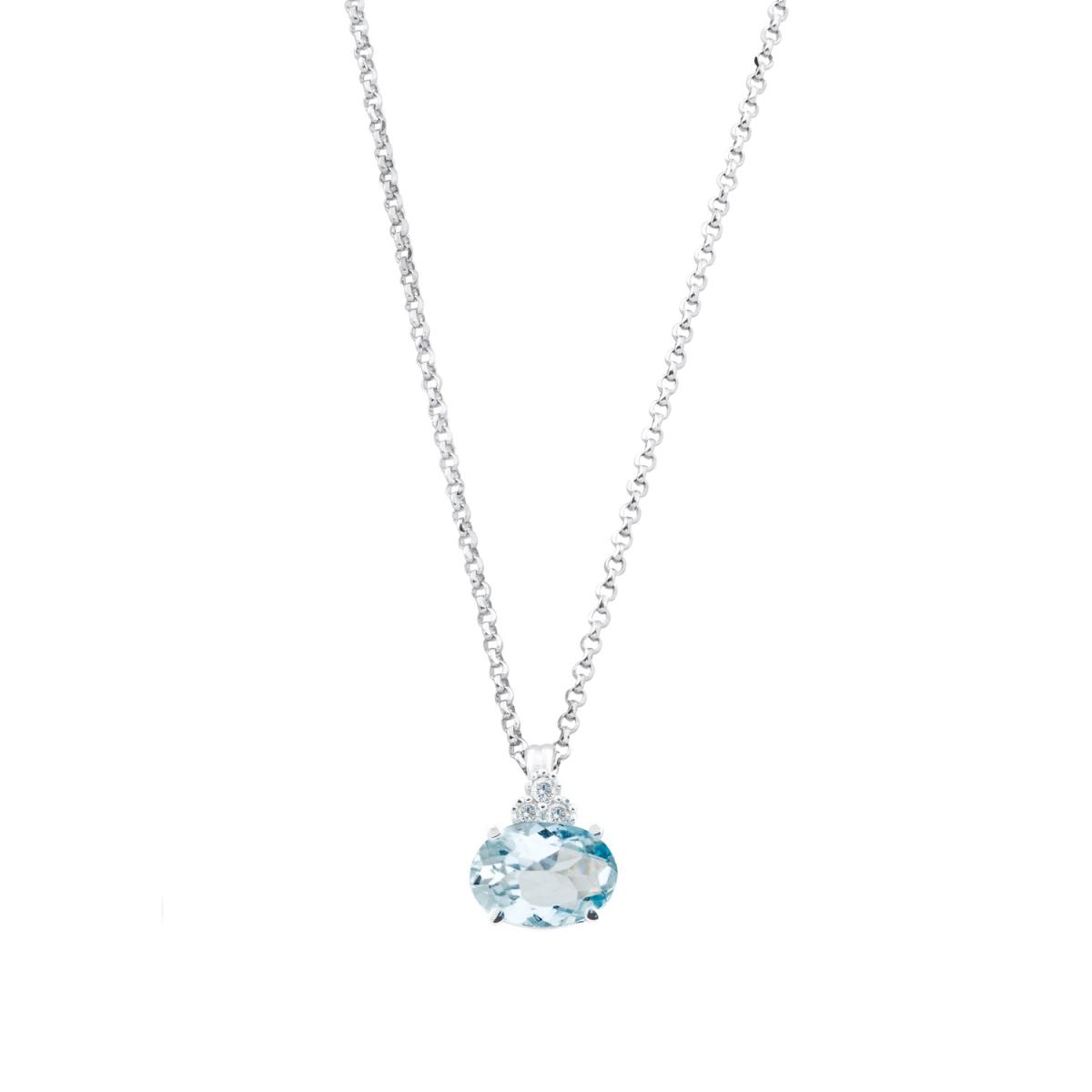 18 kt white gold necklace with aquamarine and diamonds - CD315/AC-LB