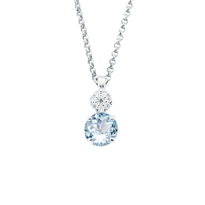 18 kt white gold necklace with aquamarine and diamonds - CD318/AC-LB