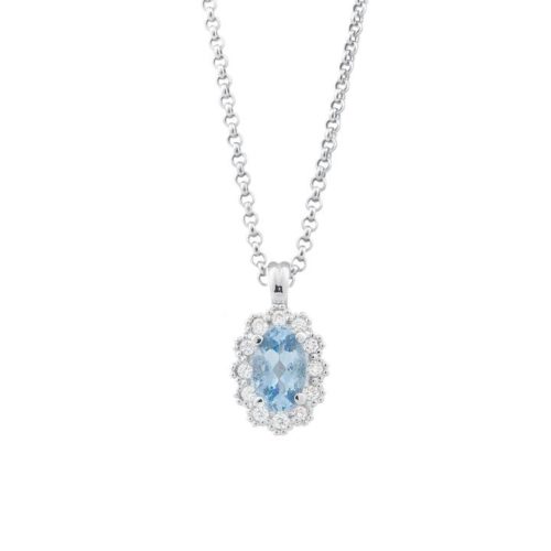 18 kt white gold necklace with aquamarine and diamonds - CD326/AC-LB