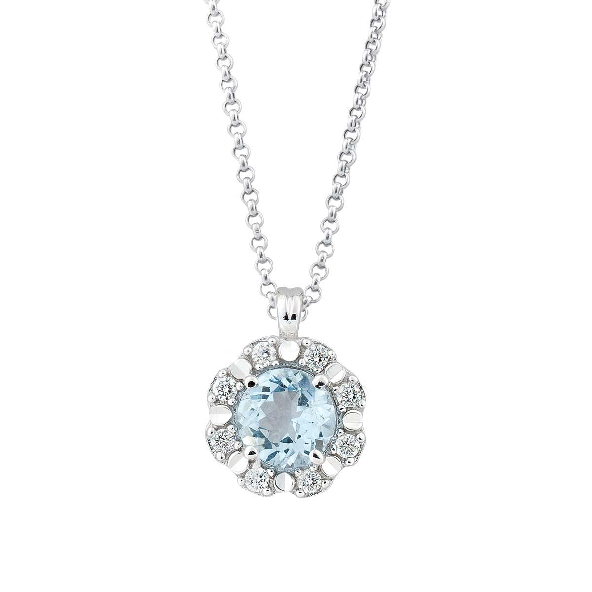 18 kt white gold necklace with aquamarine and diamonds - CD338/AC-4B
