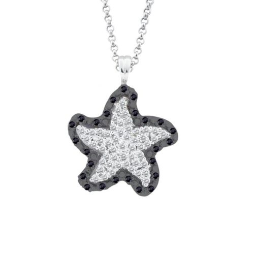Stella necklace in 18kt white gold paved with white and black diamonds - CD349/DN-4L
