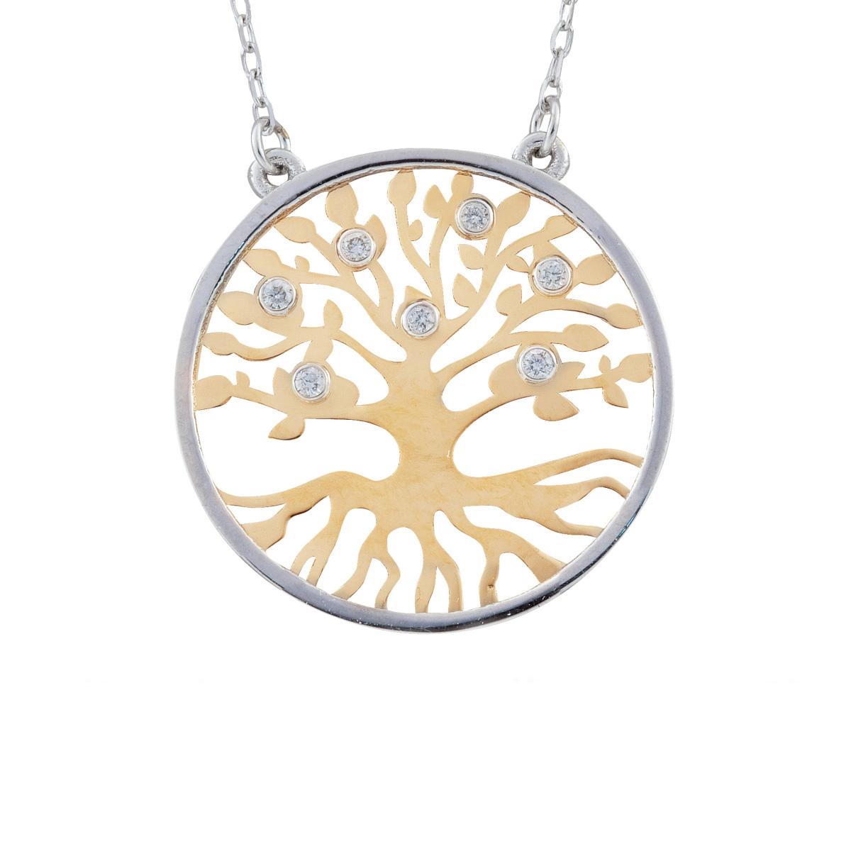 18kt gold tree of life necklace with diamonds - CD374