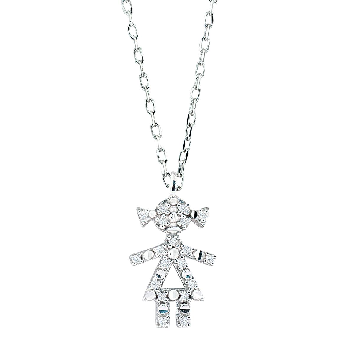 18 kt white gold baby necklace with diamonds - CD391-4B