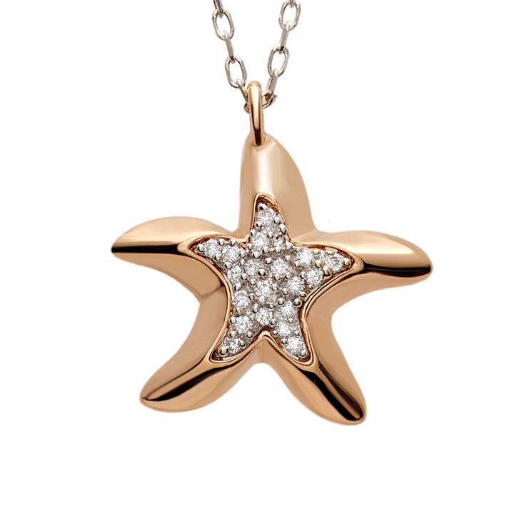 Starfish necklace in 18kt gold with pavé diamonds - CD394