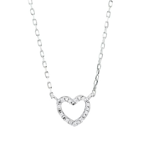 18 kt gold heart necklace, with diamonds - CD453