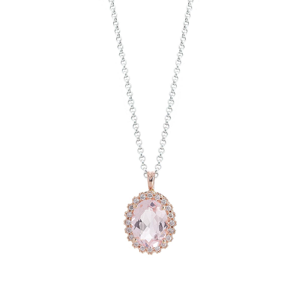 Gold necklace with morganite and diamonds - CD481/MO-LH