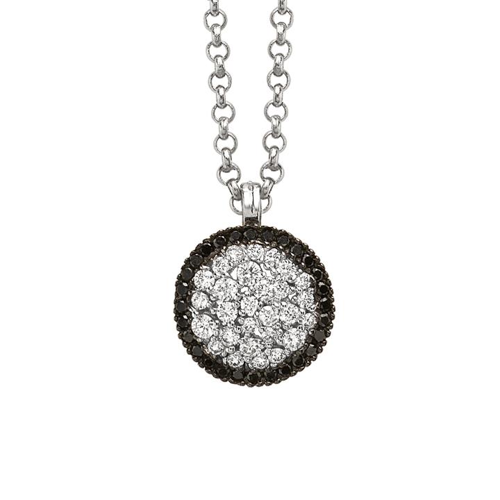 18kt white gold necklace with white and black diamonds pavé - CD491-LL