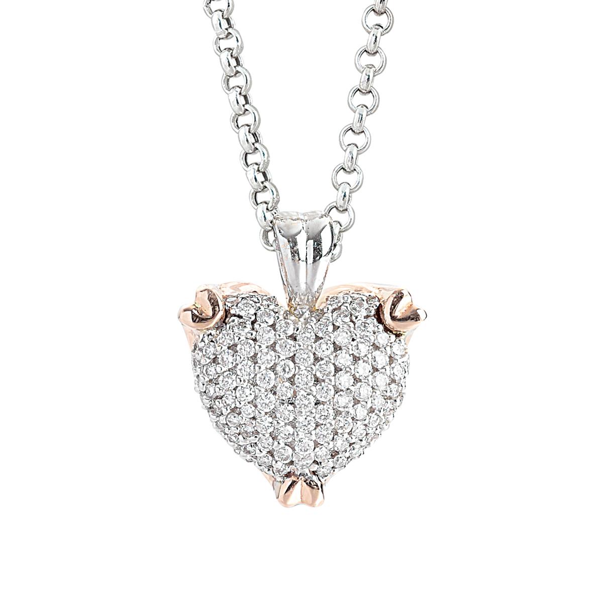 18 kt gold heart necklace with pavé diamonds - CD503