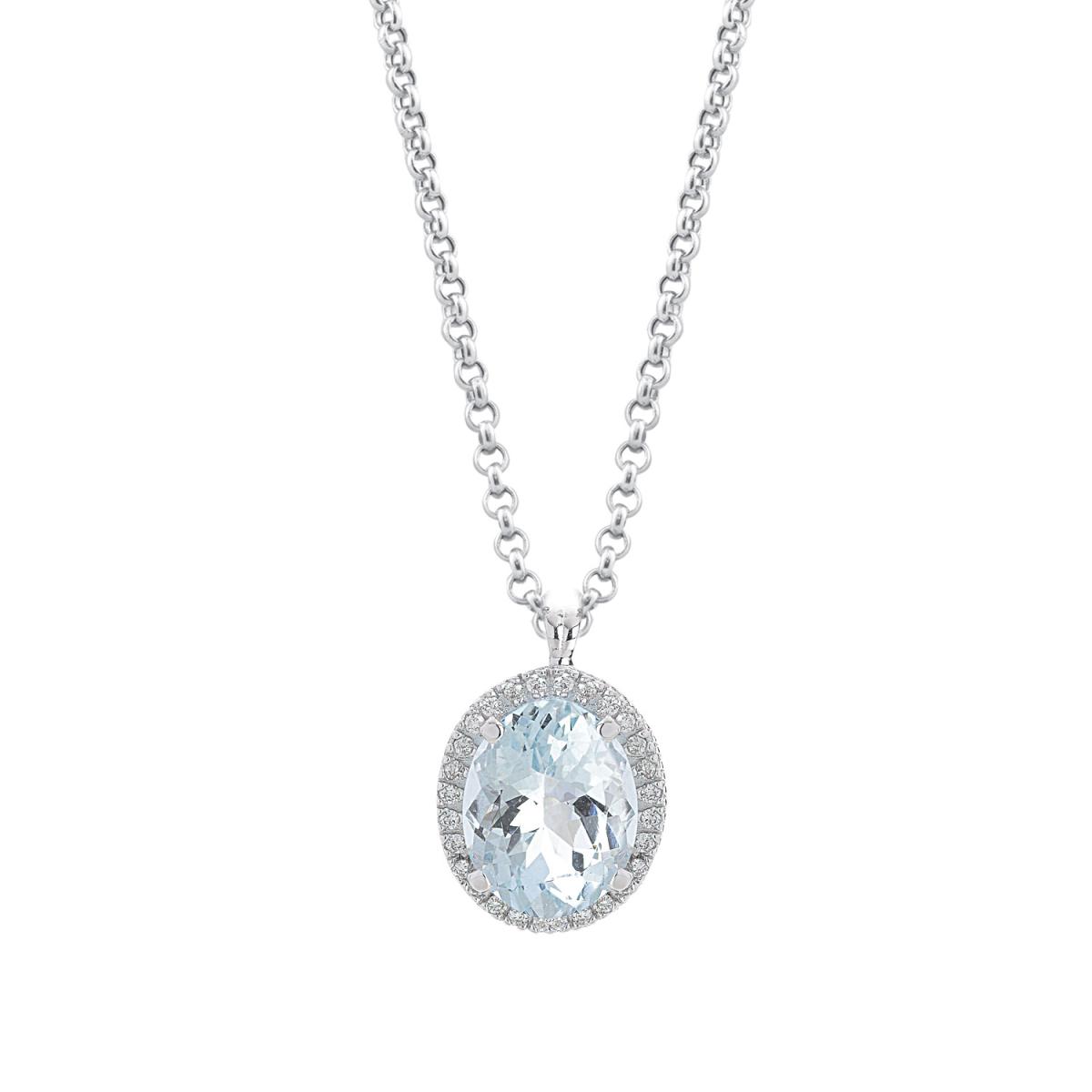 18 kt white gold necklace with aquamarine and diamonds - CD536/AC-LB