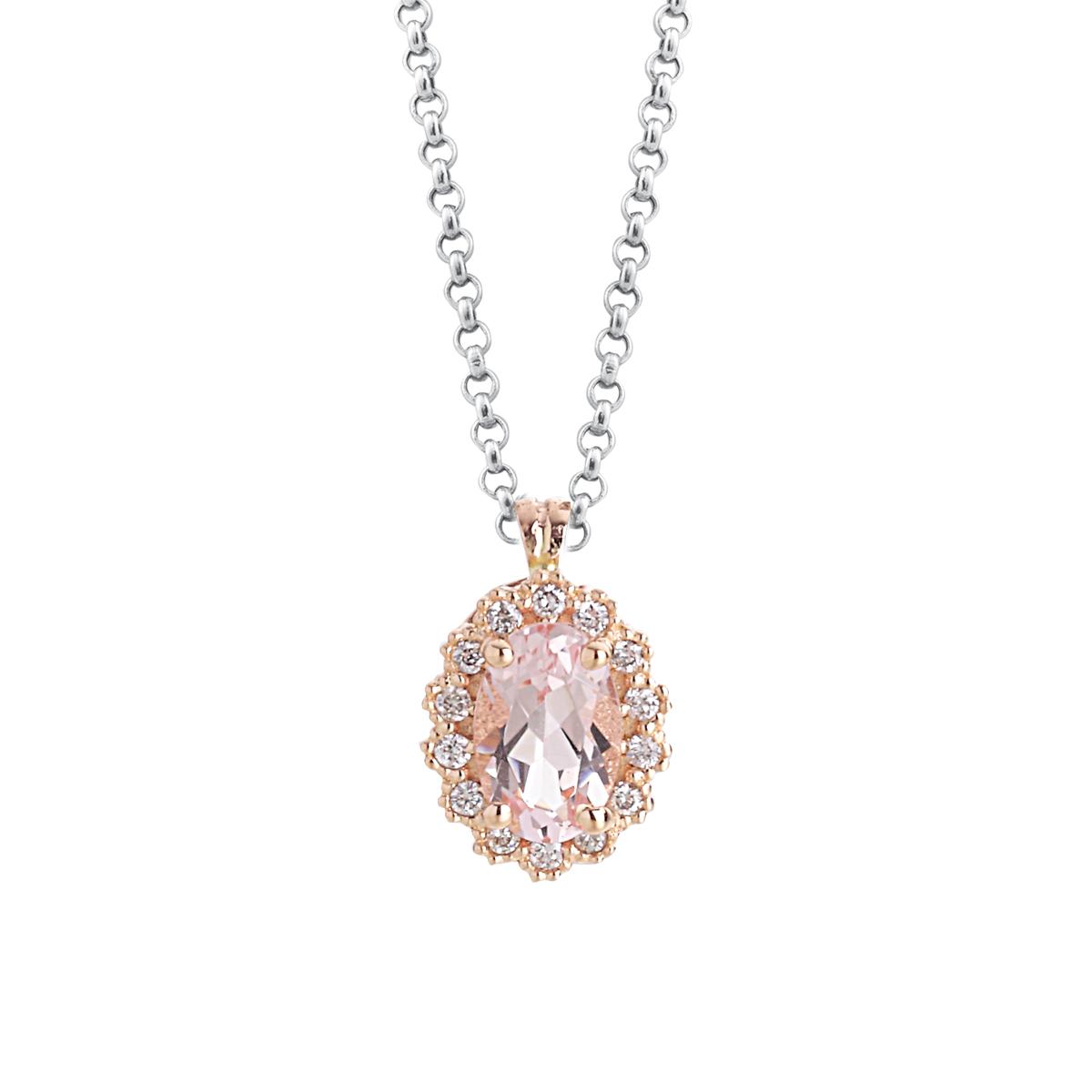 18kt gold necklace with diamonds and morganite - CD537/MO-LH