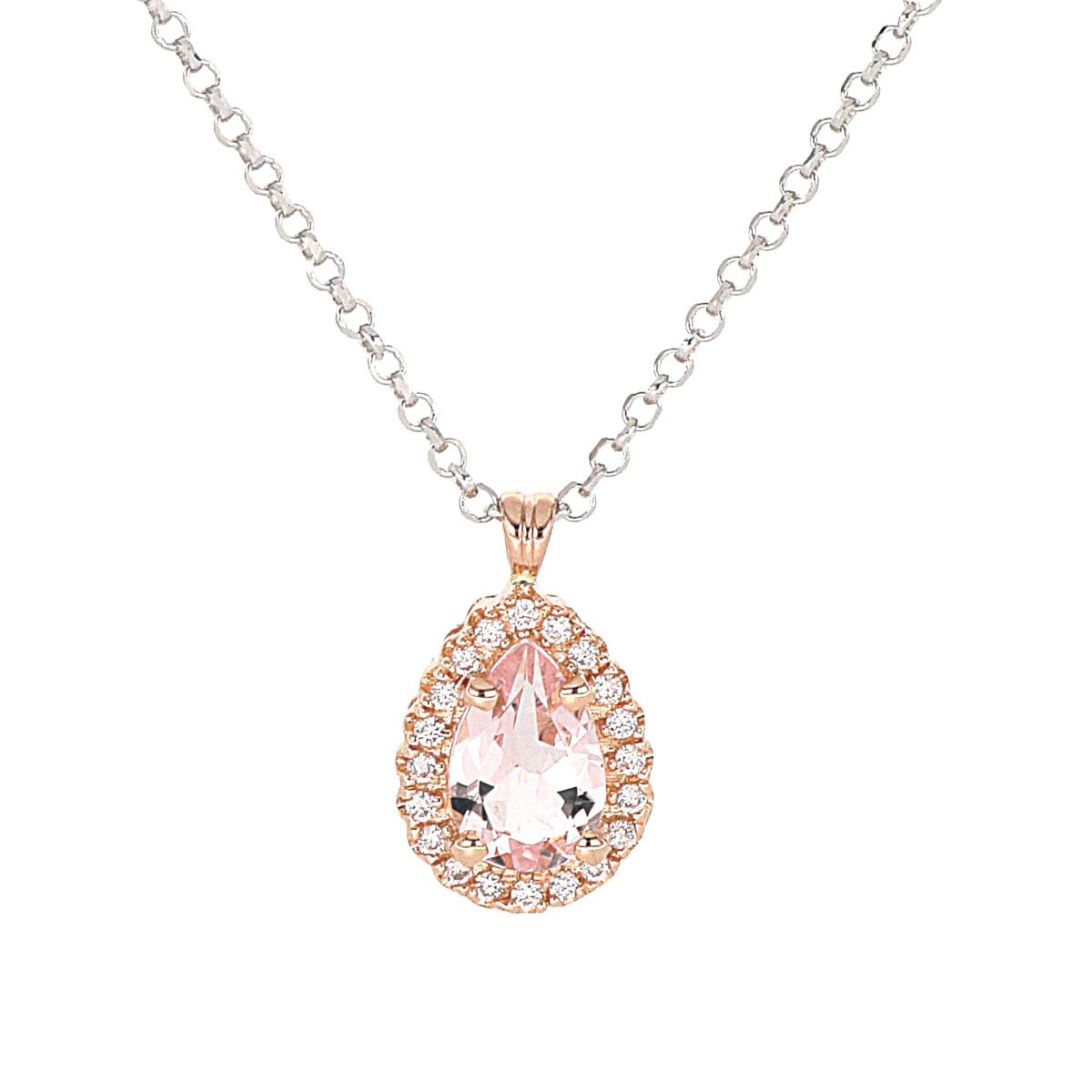 18 kt gold necklace, with Morganite and Diamonds - CD605/MO-LH