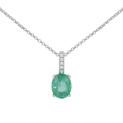18kt white gold necklace with diamonds and central precious stone - CD611