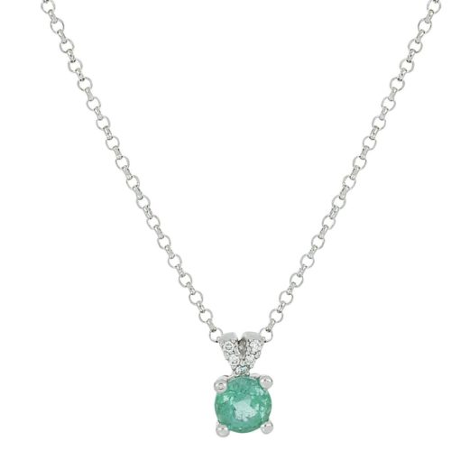 18kt white gold necklace with diamonds and central precious stone - CD612
