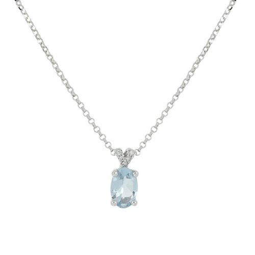 18 kt white gold necklace with aquamarine and diamonds - CD613/AC-LB