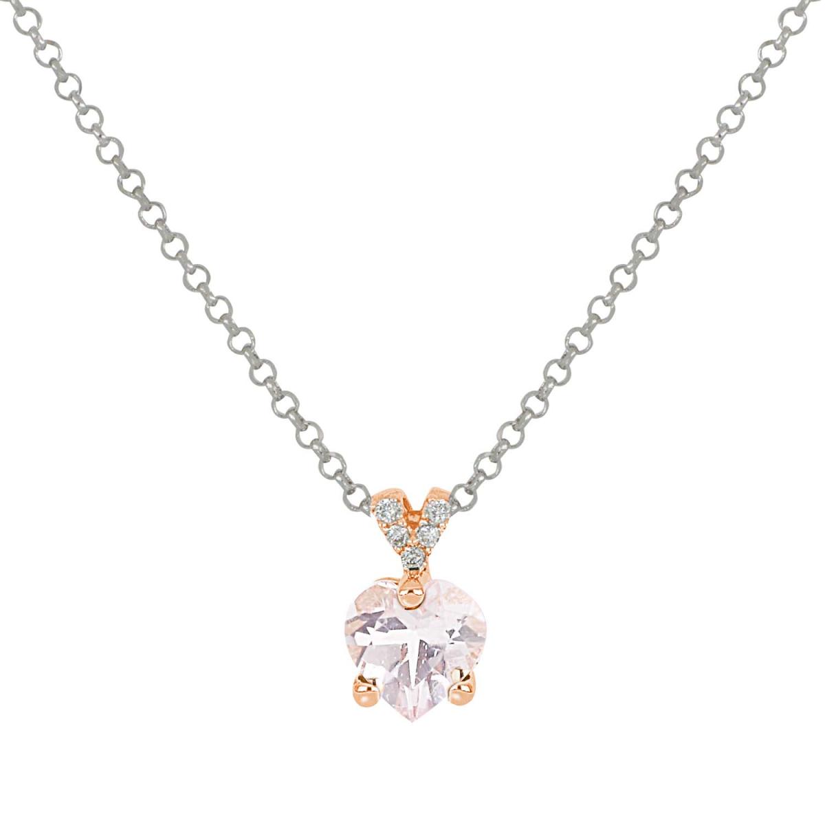 Gold necklace with heart morganite and diamonds - CD614/MO-LH