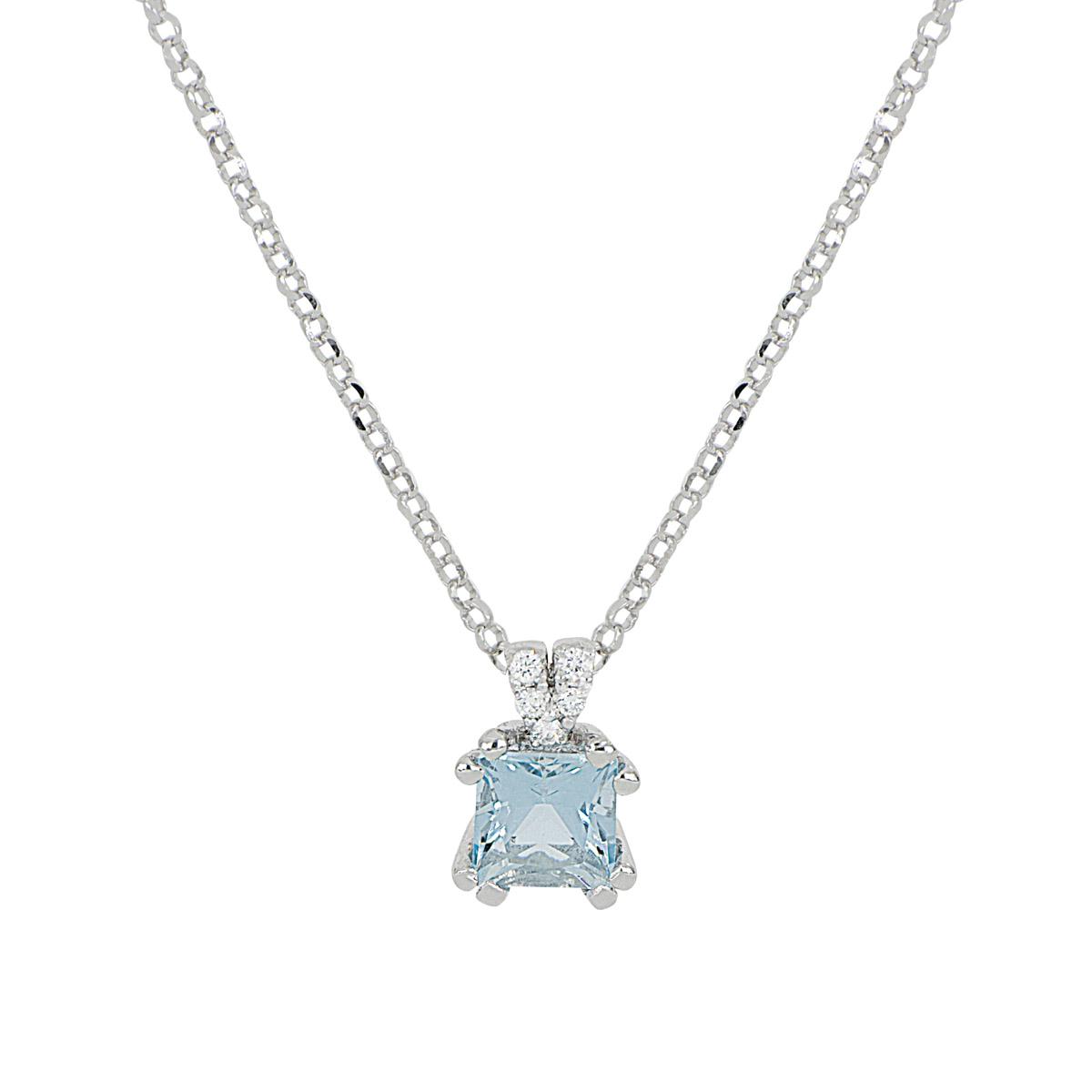 18 kt white gold necklace with aquamarine and diamonds - CD615/AC-LB