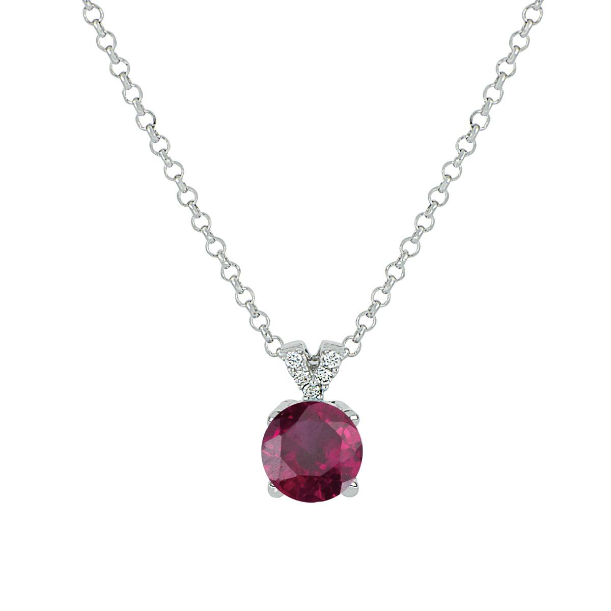 18kt white gold necklace with diamonds and central precious stone - CD617