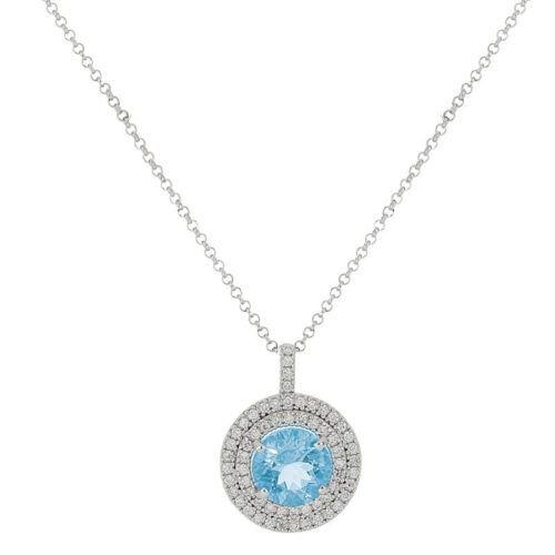 18 kt white gold necklace with aquamarine and diamonds - CD655/AC-LB