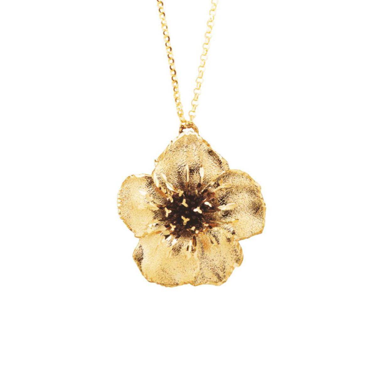 Petunia two-tone and satin necklace in 18kt gold - CEA1818