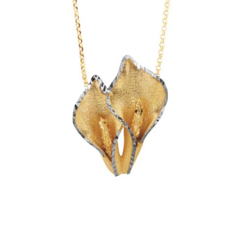 Two-tone satin calla necklace in 18kt gold - CEA2057-LI