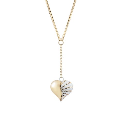 Ipsilon necklace with polished and satin-finished pendant heart in 18kt gold - CEA2058